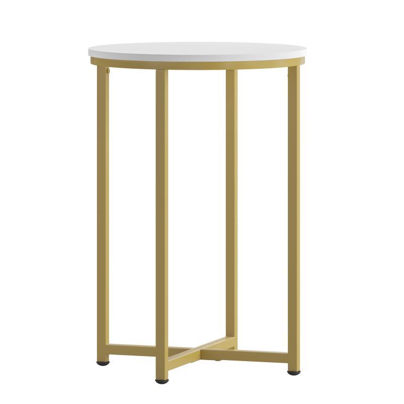 Flash Furniture - End Table With Gold Frame - White