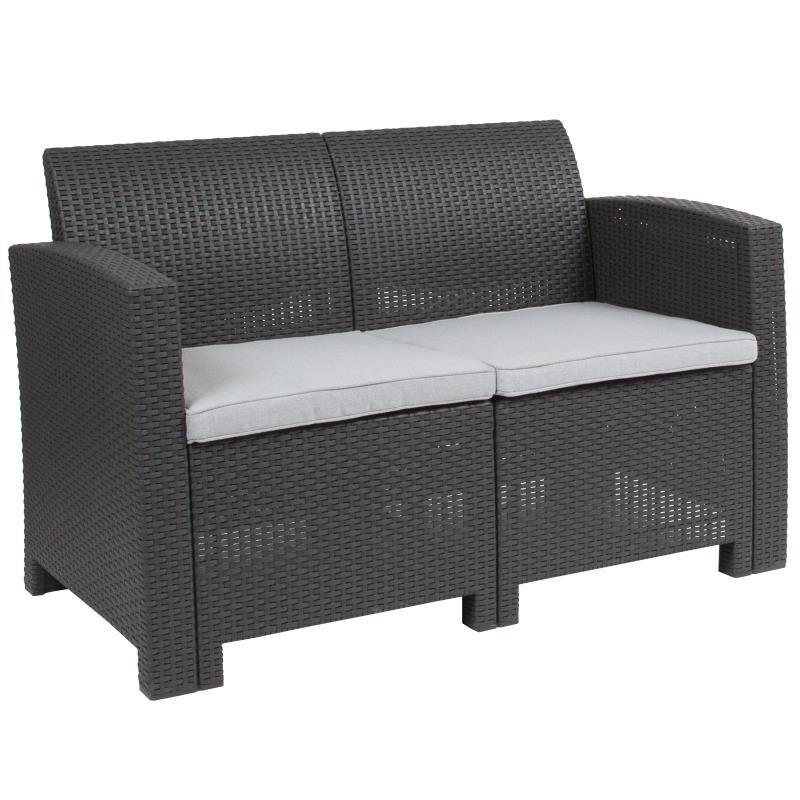 Flash Furniture - All Weather Loveseat - Dark Gray