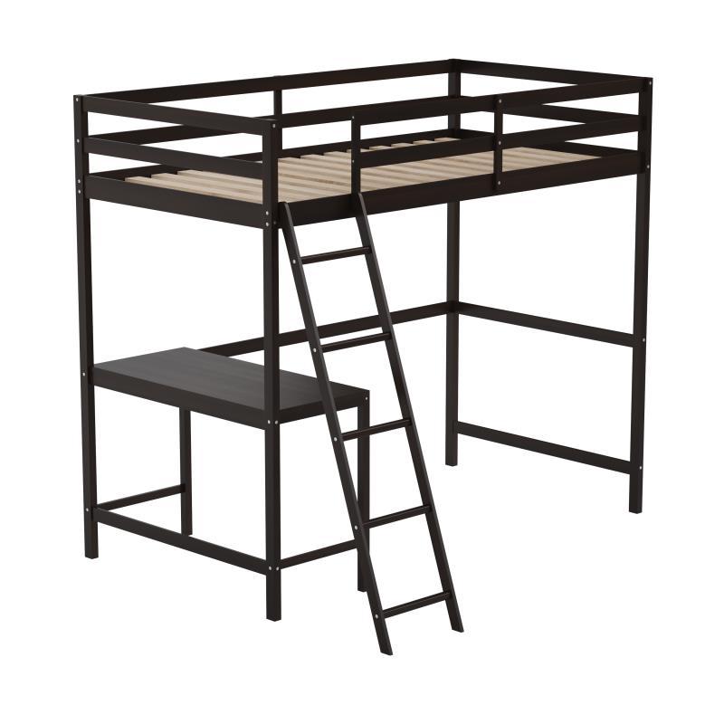 Flash Furniture - Loft Bed Twin Size With Desk - Espresso