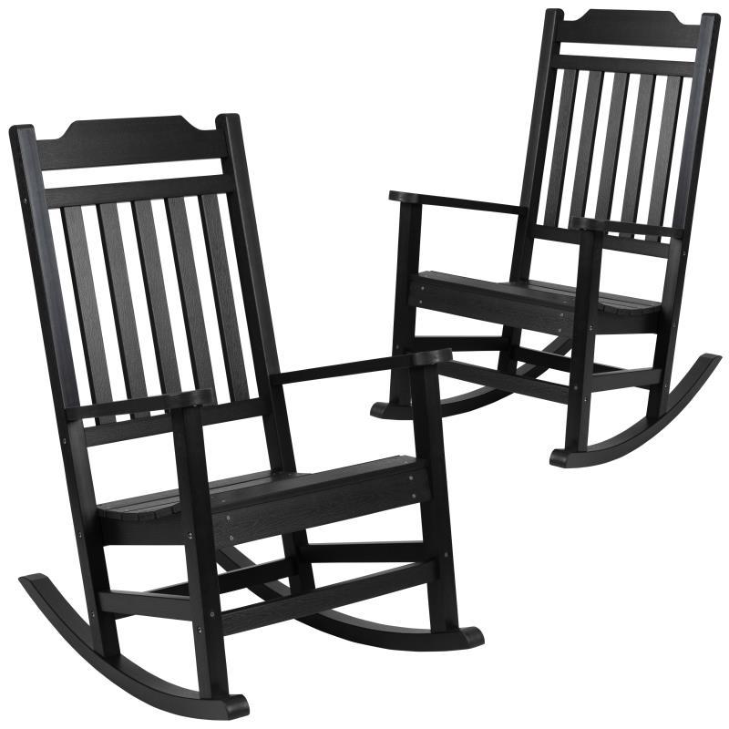 Flash Furniture - All Weather Rocking Chairs (Set of 2) - Black
