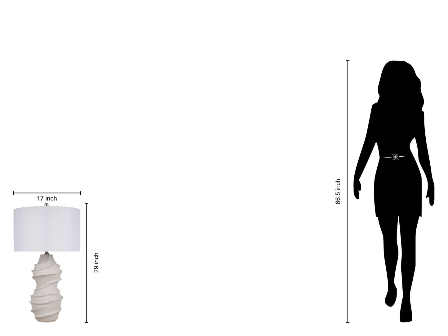 "Serenity Waves" Ceramic Table Lamp - Off White