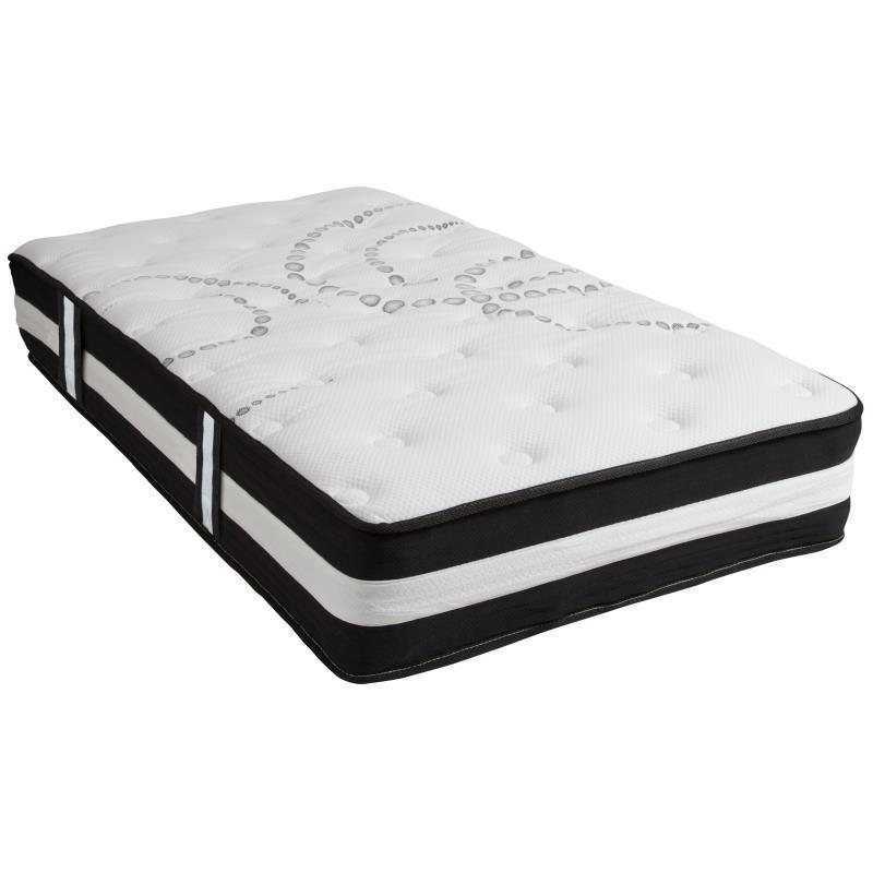 Flash Furniture - Twin Size Capri 12" Hybrid Mattress - White / Black