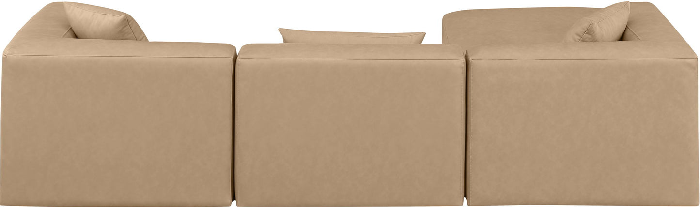 Cube - 4 Piece Modular Sectional With Chaise - Tan