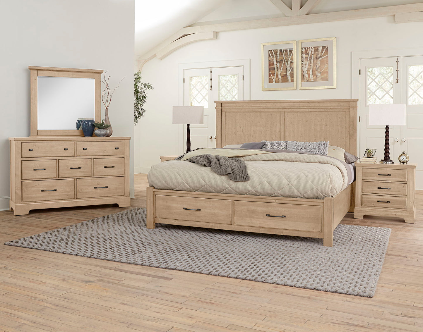 Cool Rustic - Mansion Bed With Footboard Storage - Clear Maple