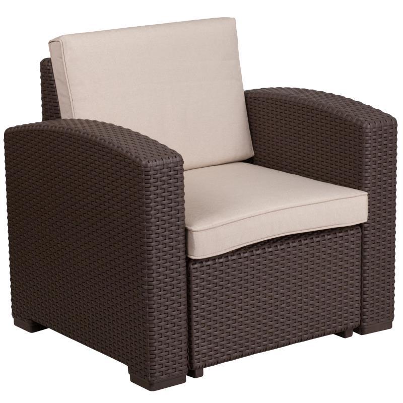 Flash Furniture - All Weather Rattan Chair - Chocolate / Beige