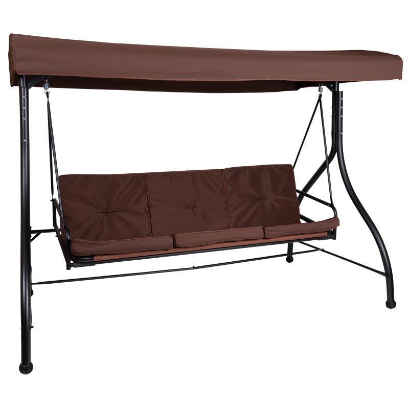 Flash Furniture - 3 Seat Patio Swing With Cushions - Brown