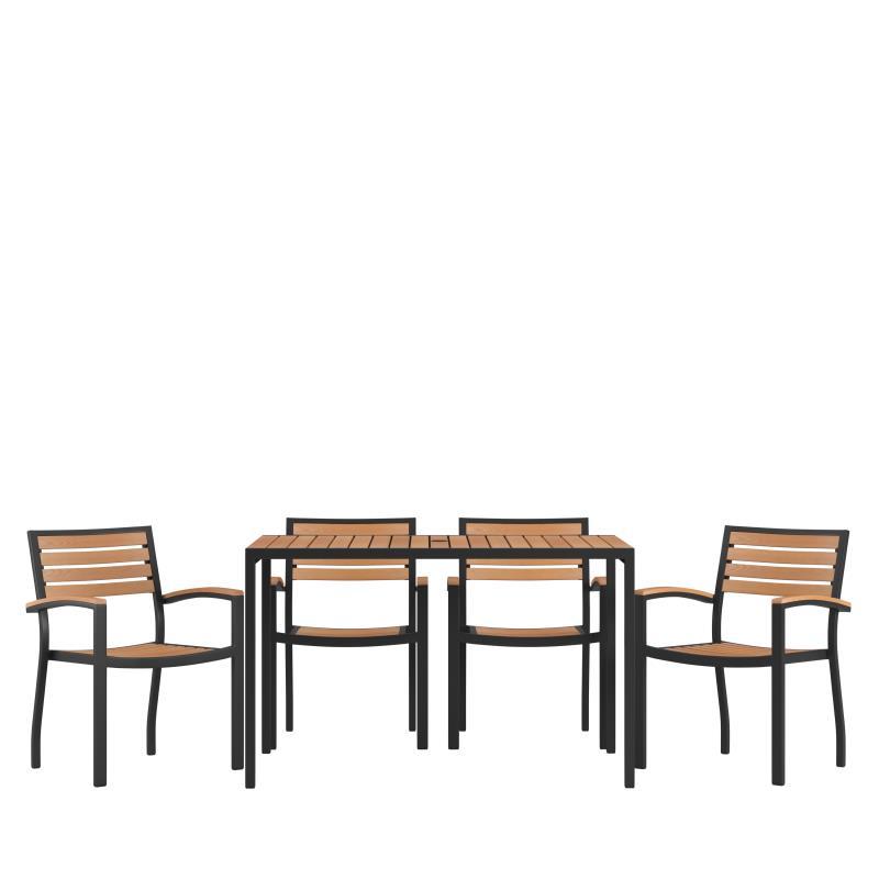 Flash Furniture - 5 Piece Patio Set, Large - Teak