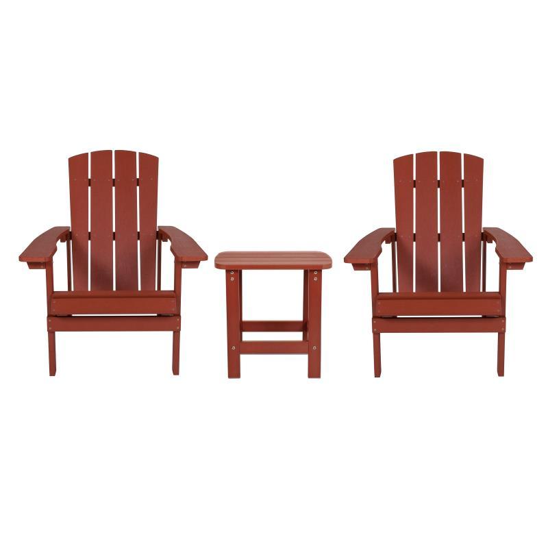 Flash Furniture - Adirondack Chairs With Side Table - Red