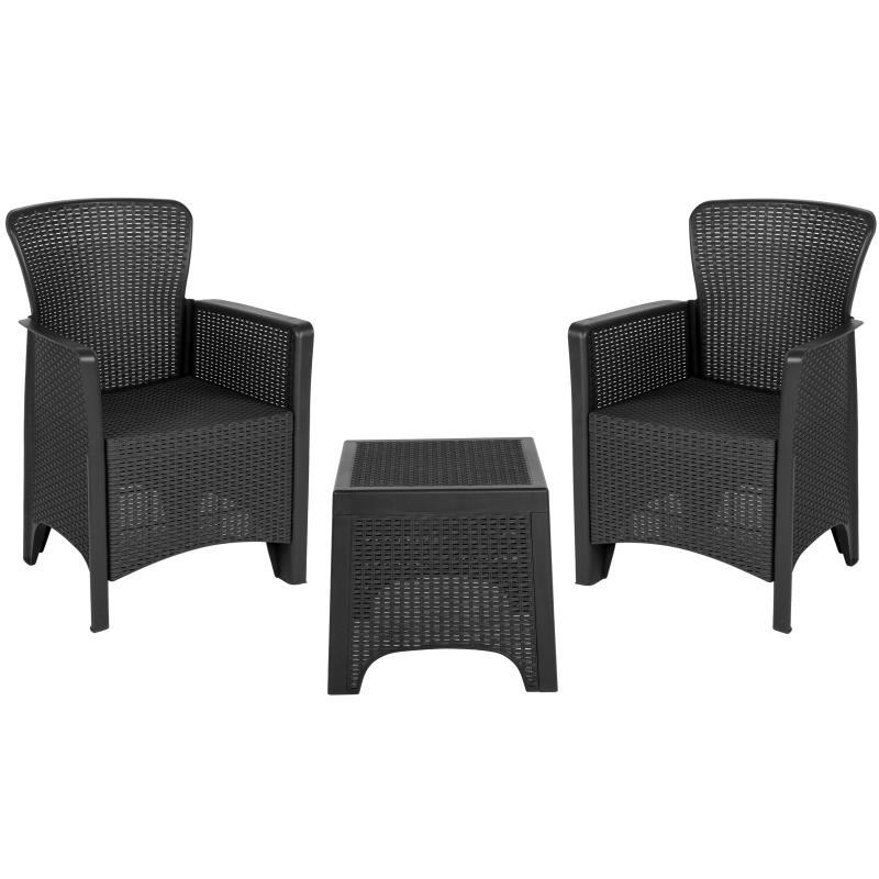 Flash Furniture - Rattan Style Chairs With Side Table - Dark Gray