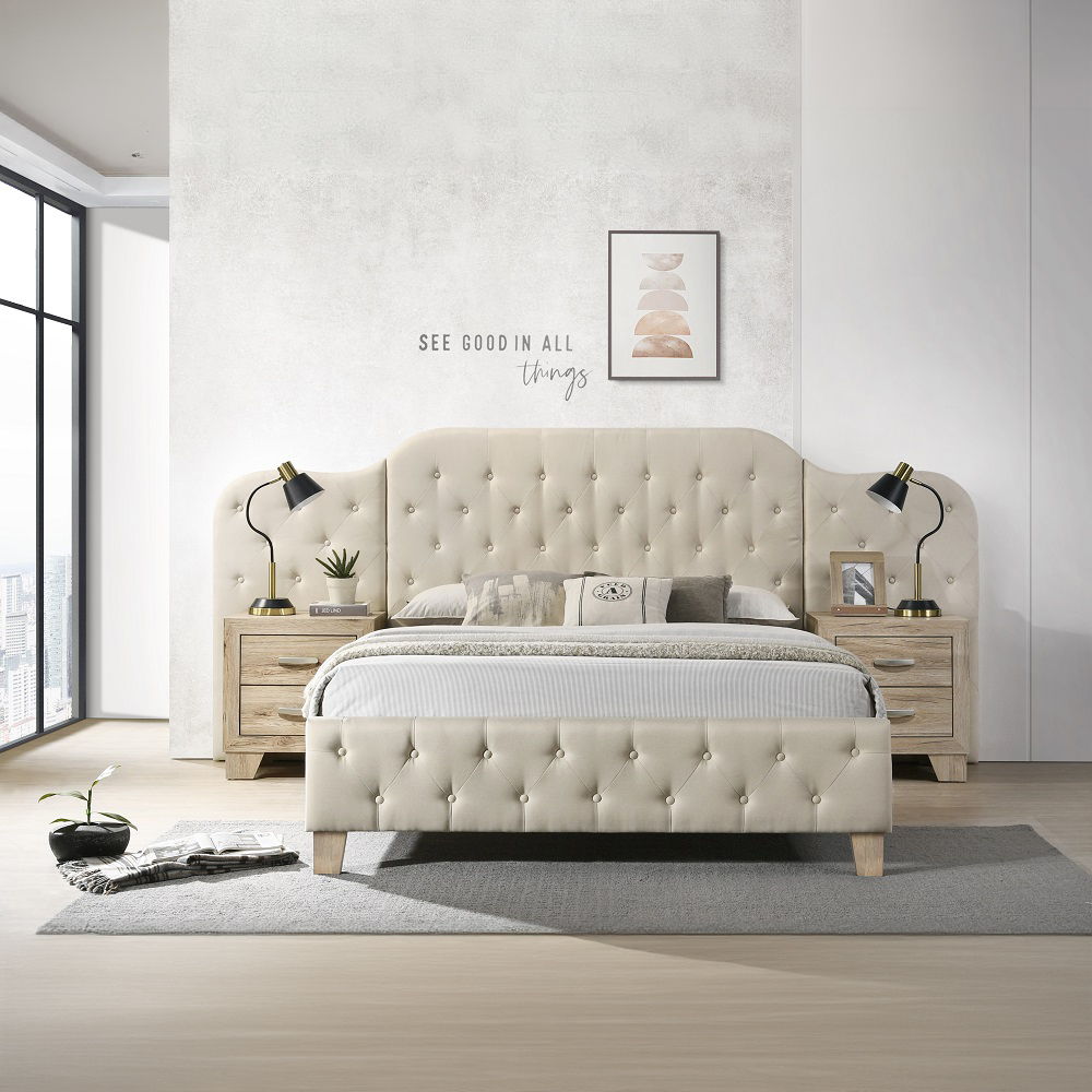 Ranallo - Queen Wall Bed - Beige Linen & Natural