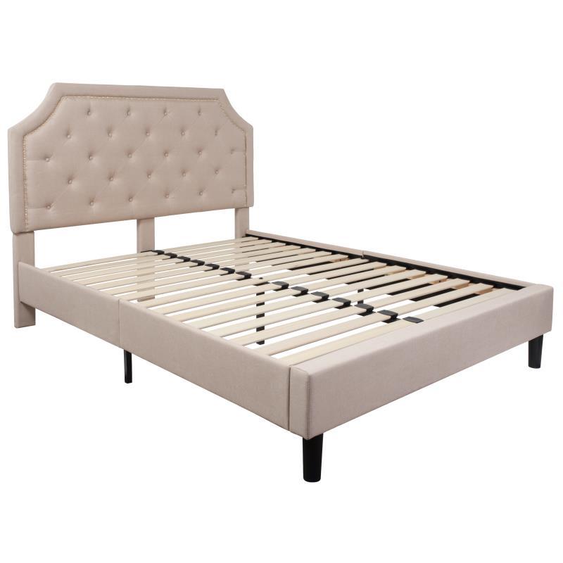 Flash Furniture - Queen Size Brighton Platform Bed Frame - Beige