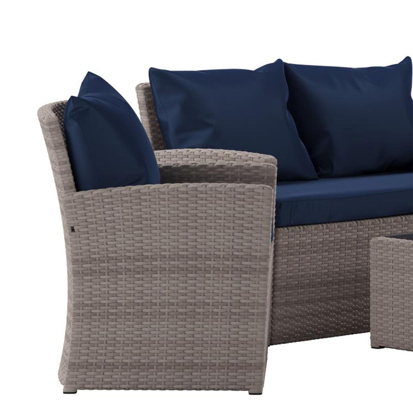 Flash Furniture - 4 Piece Patio Set - Light Gray / Navy