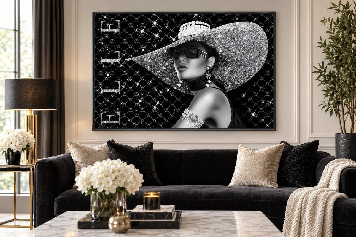 Couture After Dark - 47 X 32 - Gloss With Foil & Rocks In Frame - Black