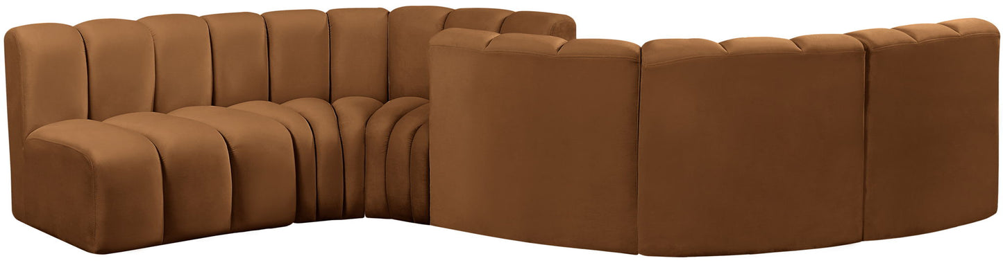 Arc - Velvet 6 Piece Modular Sofa - Saddle