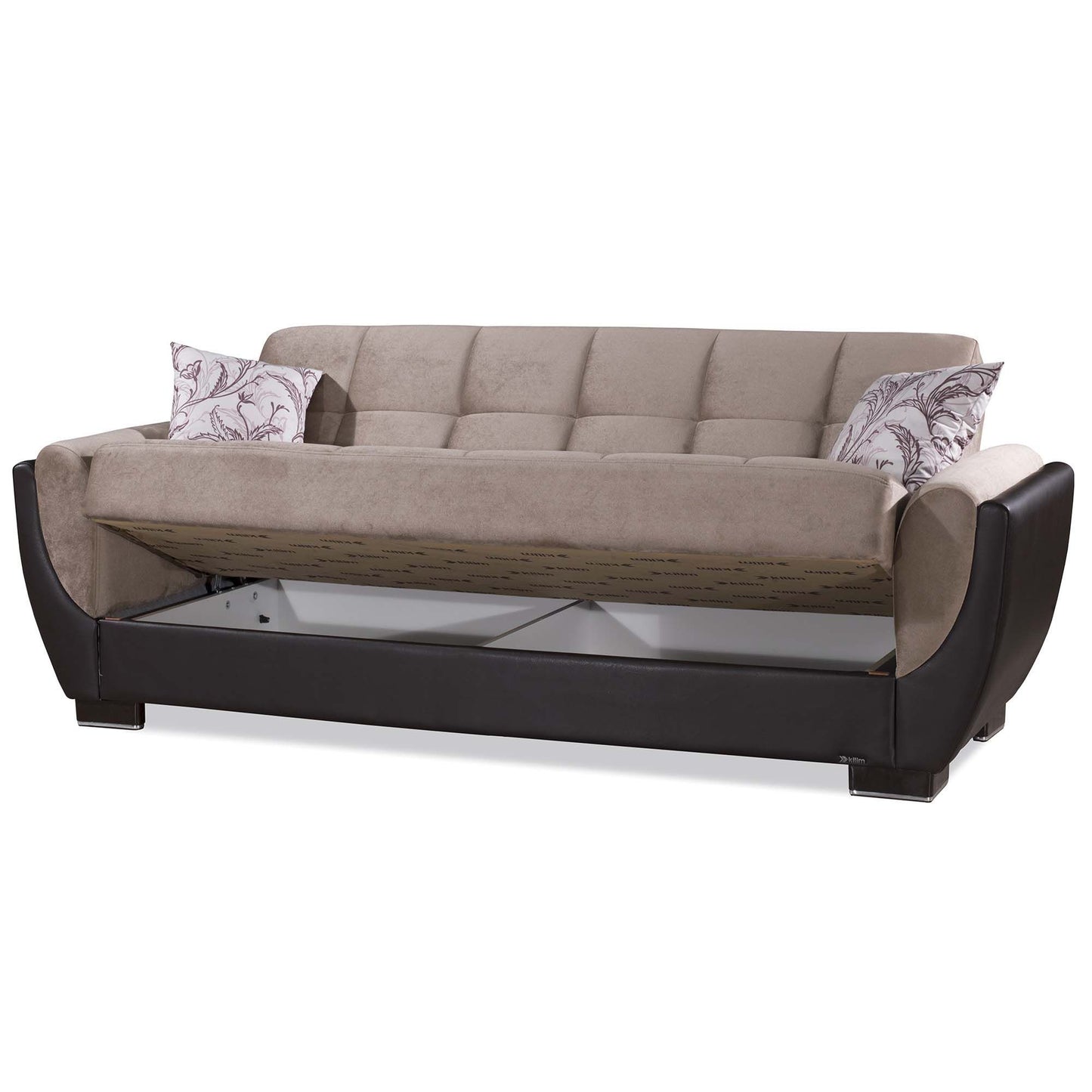 Ottomanson Armada Air - Upholstered Convertible Sofabed With Storage - Beige/Brown PU Chenille