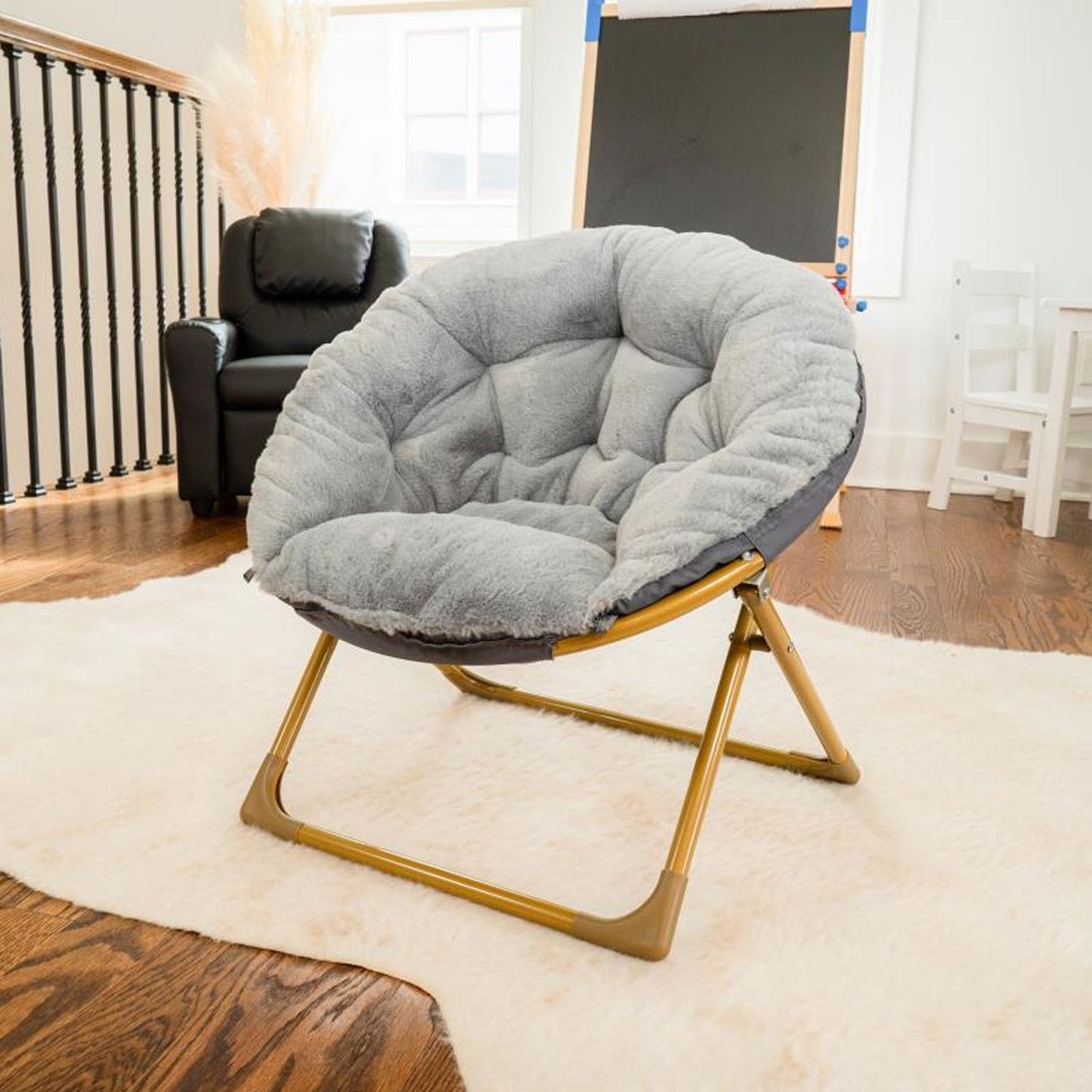 Flash Furniture - Kids Fur Moon Chair - Gray