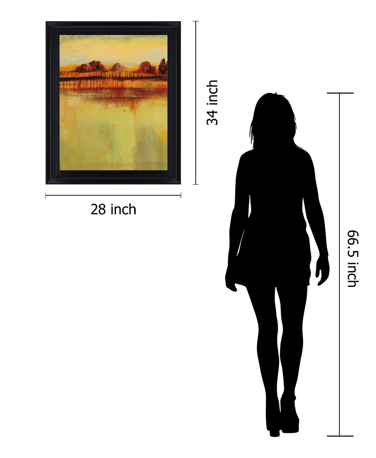 Amber Sunset Glow - 28" x 34" Framed Wall Art - Yellow