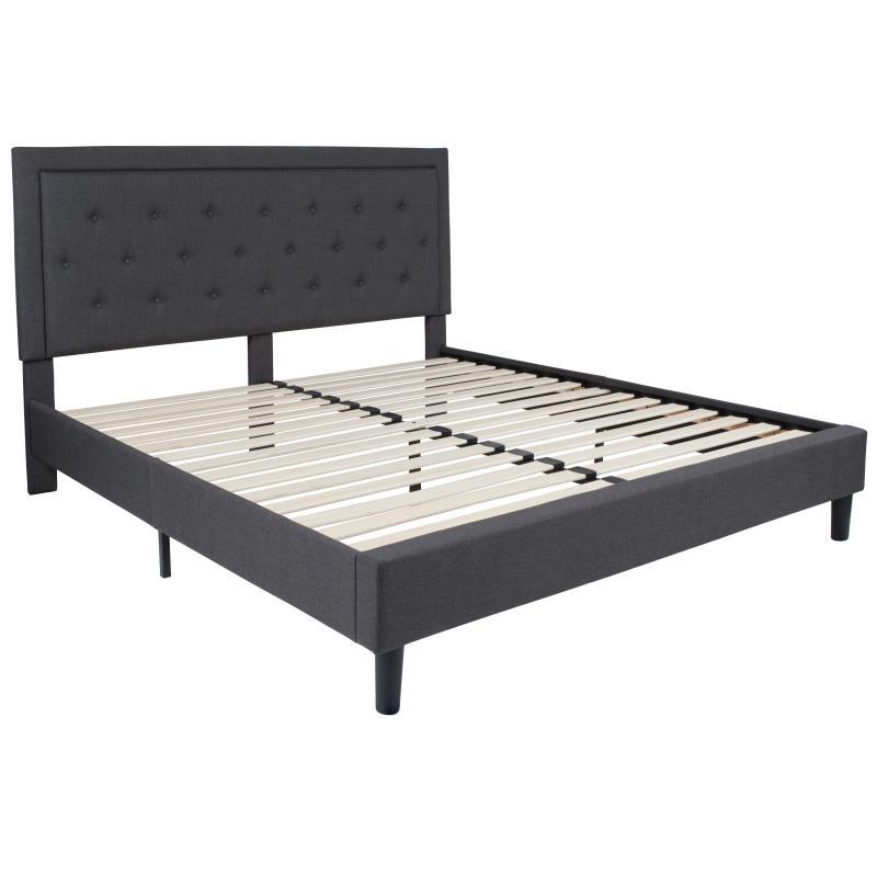 Flash Furniture - King Size Roxbury Platform Bed Frame - Dark Gray
