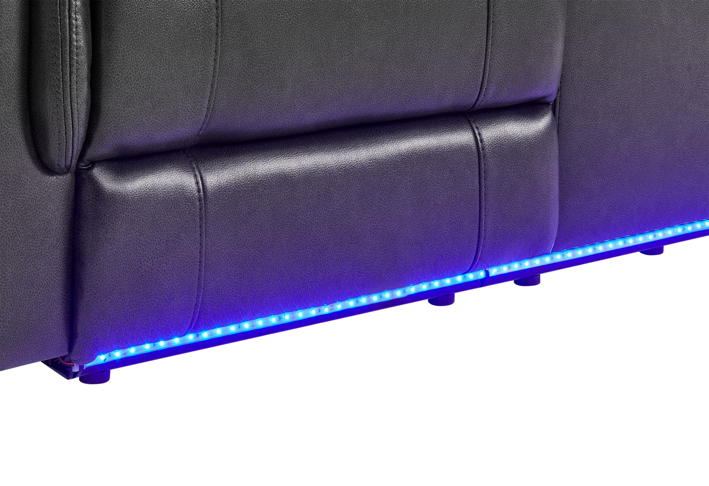 U8879 - Power Console Reclining Loveseat With LED, Global Surround System & Audio Subwoofer - Charcoal