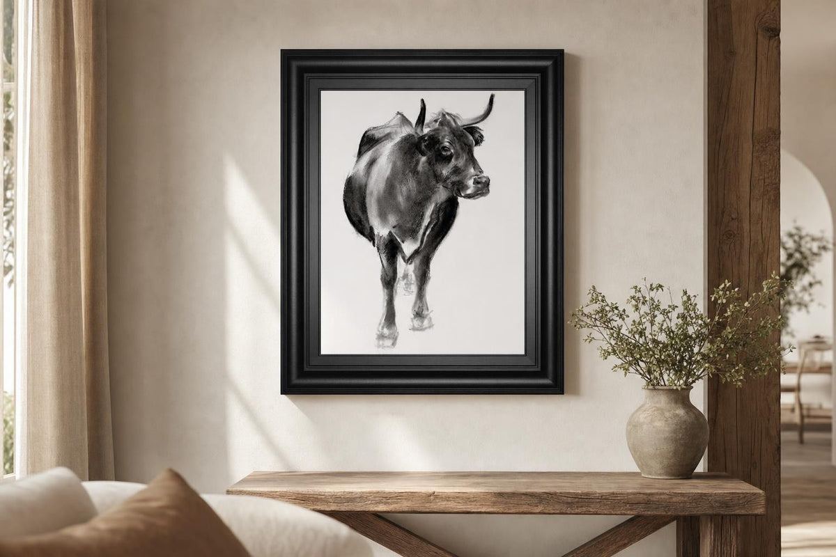 22x26 Charcoal Cattle I By Jennifer Paxton Parker - Dark Gray