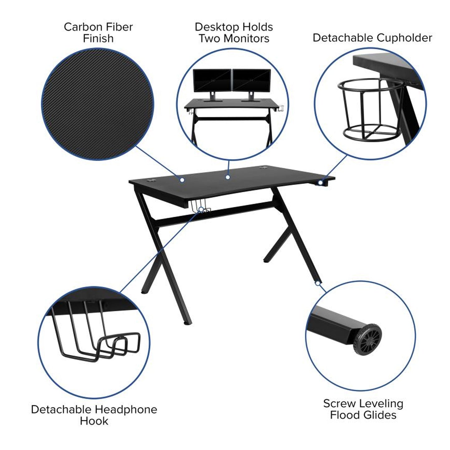 Flash Furniture - 2 Piece Gaming Desk & Chair Set - Black
