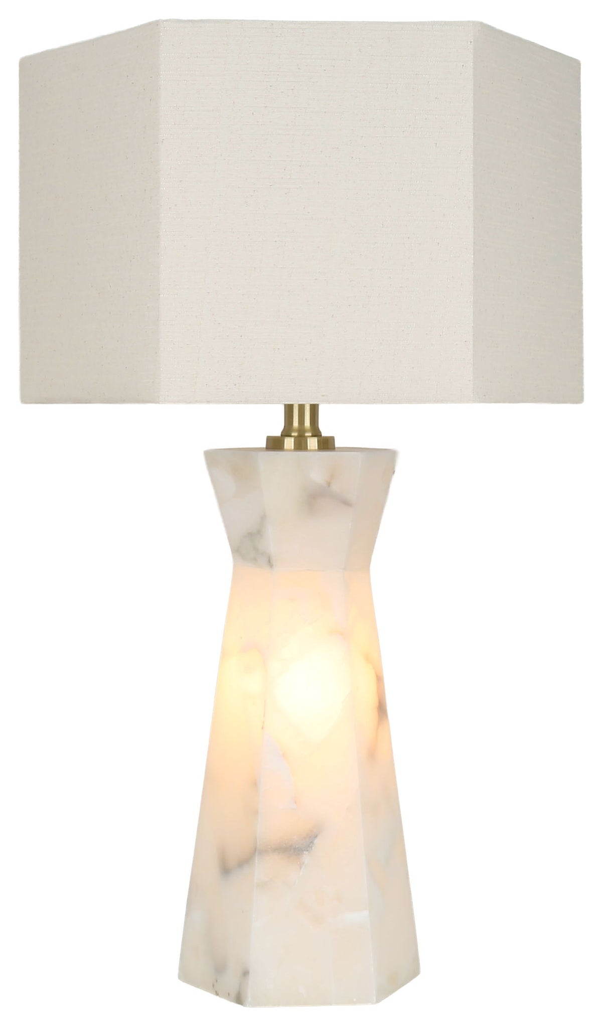 Evening Facet - 28 X 16 - Alabaster Table Lamp With Night Light (Set of 2) - Natural Stone