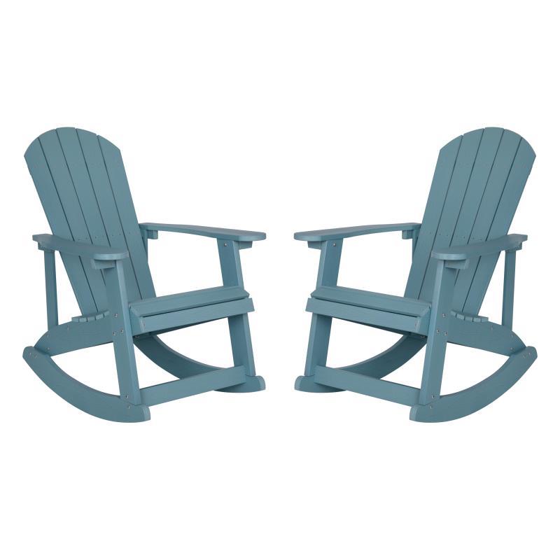 Flash Furniture - Adirondack Rocking Chair (Set of 2) - Seafoam Green