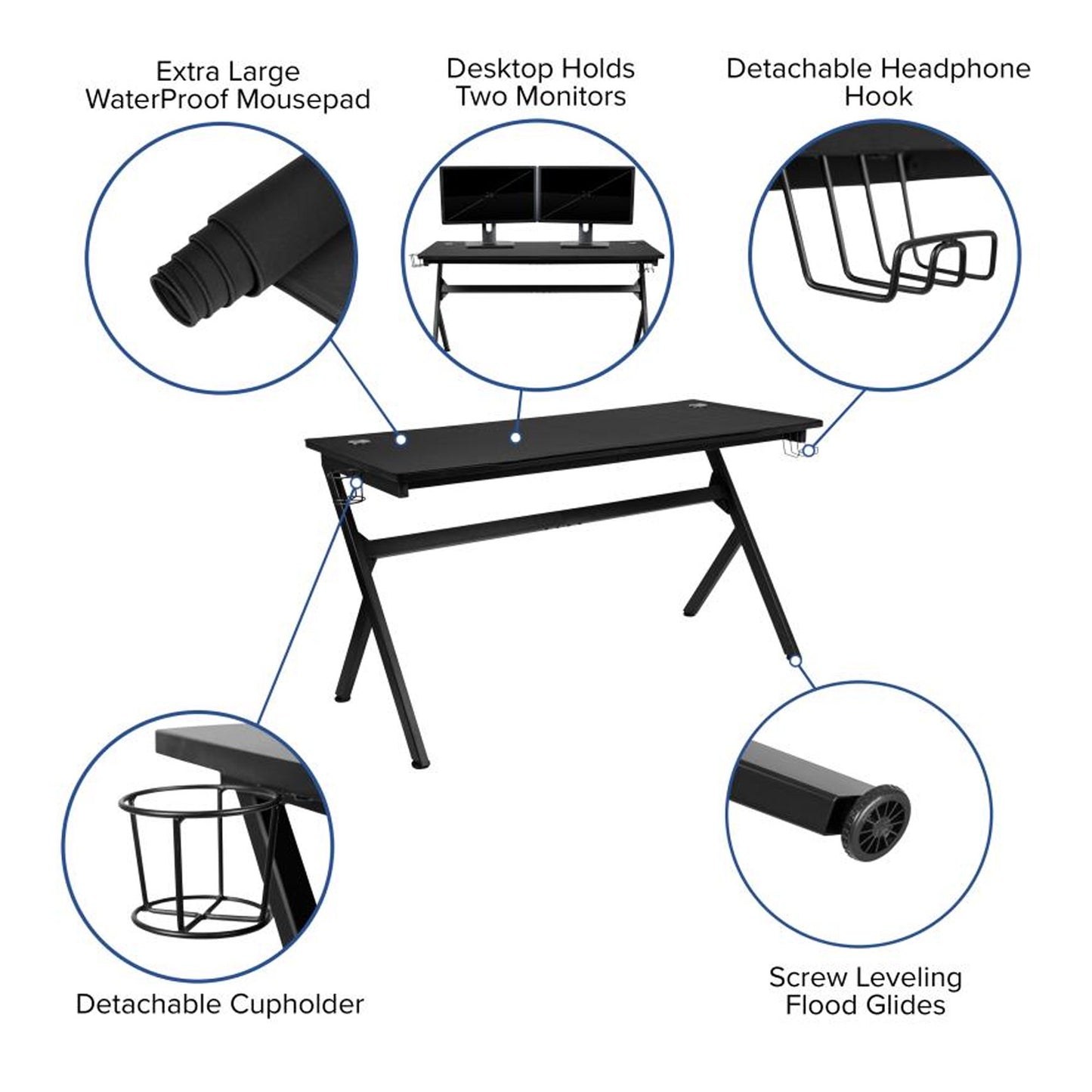 Flash Furniture - 2 Piece Gaming Desk & Reclining Gaming Chair Set - Black / White