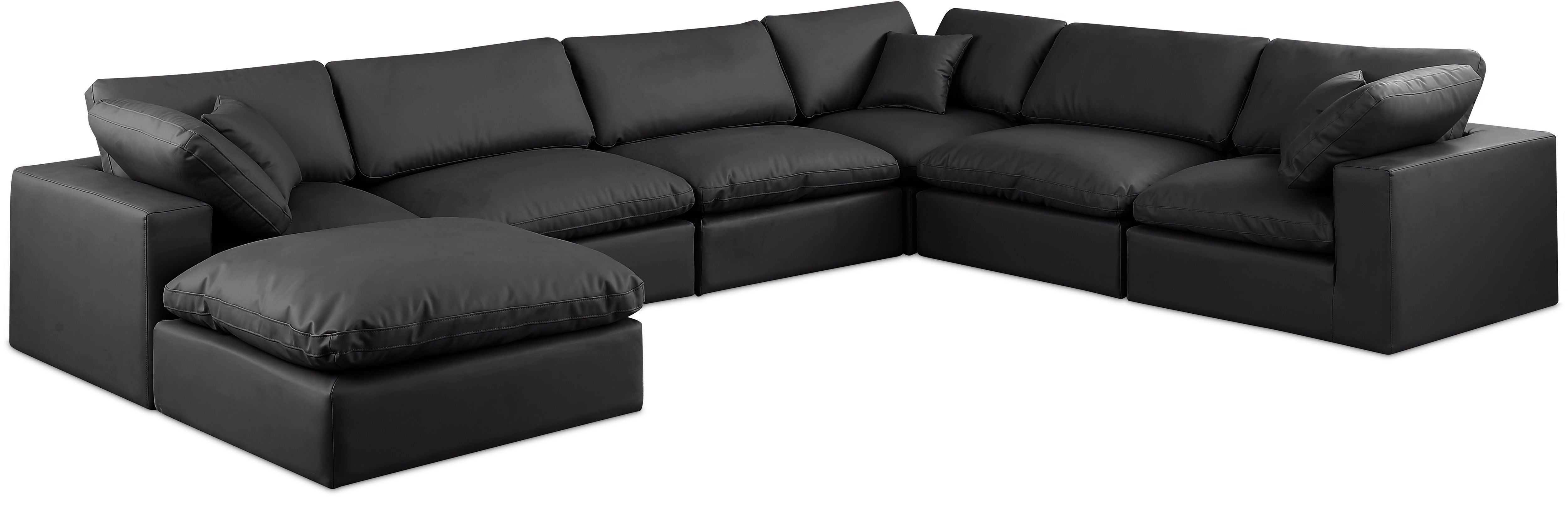 Comfy - 7 Piece Faux Leather Modular Sectional With Chaise – Leonardo ...