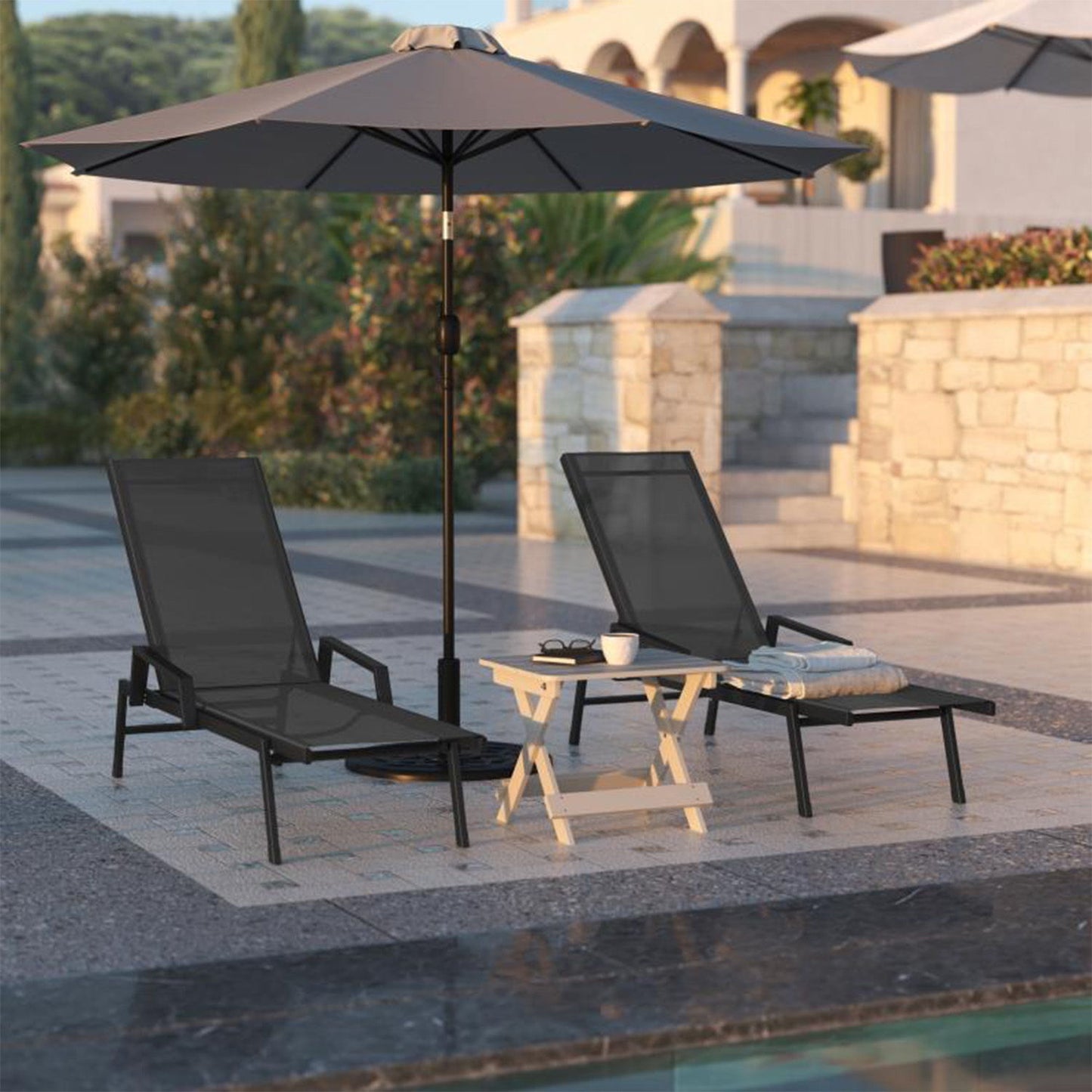 Flash Furniture - Chaise Lounge - Black