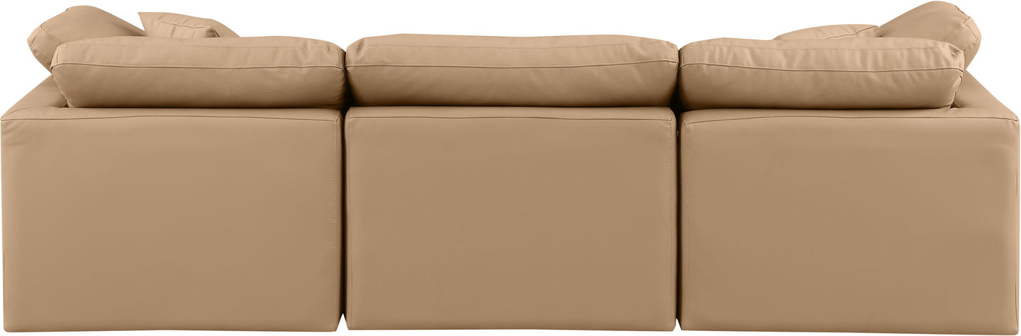 Indulge - Faux Leather 3 Piece Modular Sofa - Tan