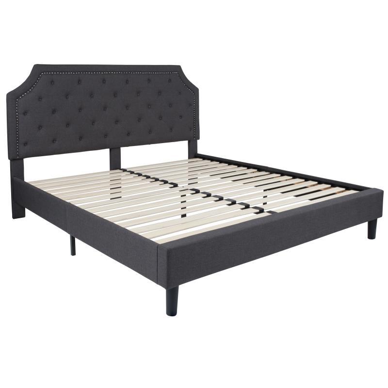Flash Furniture - King Size Brighton Platform Bed Frame - Dark Gray