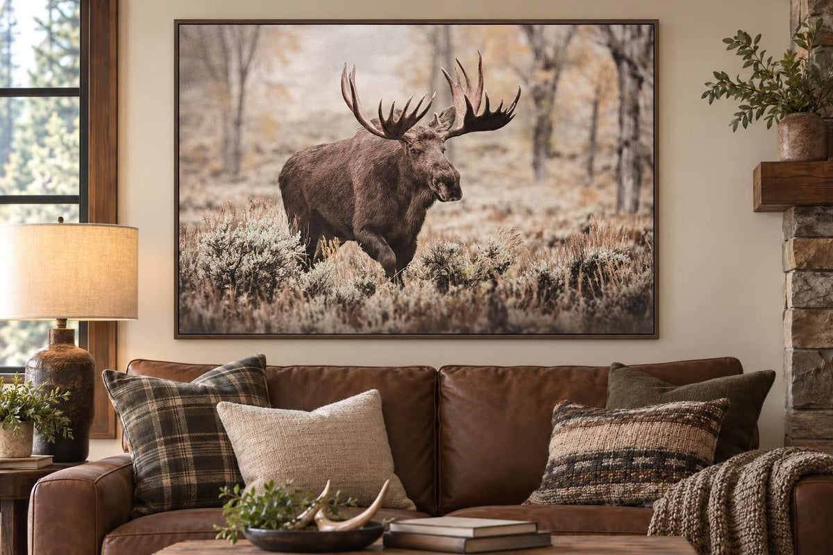 Woodland Monarch - 48 X 32 - Hand-Embellished Canvas In Frame - Brown