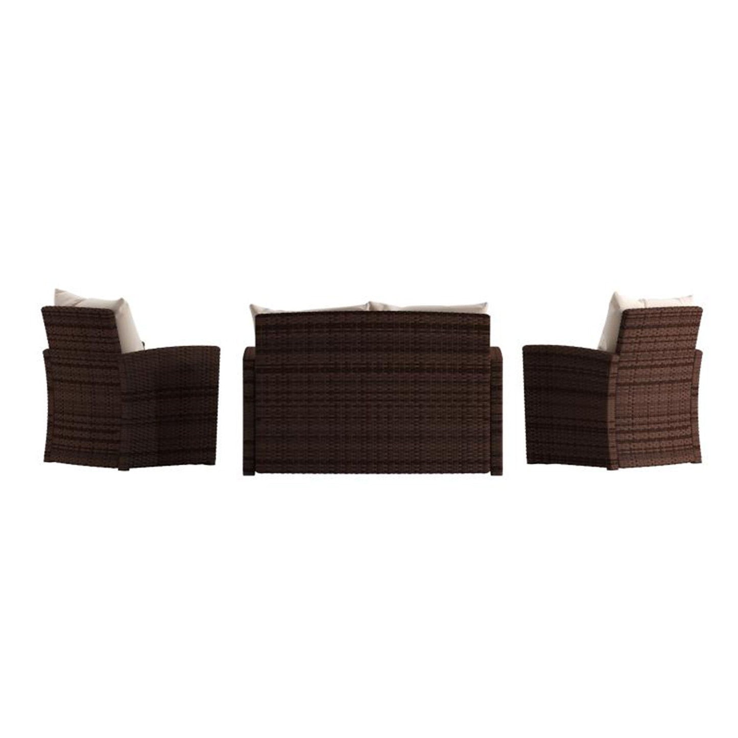 Flash Furniture - 4 Piece Patio Set - Brown / Beige