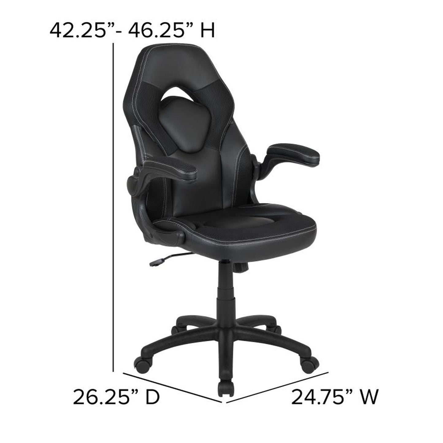 Flash Furniture - 2 Piece Ergonomic Racing Style Gaming Kit - Black