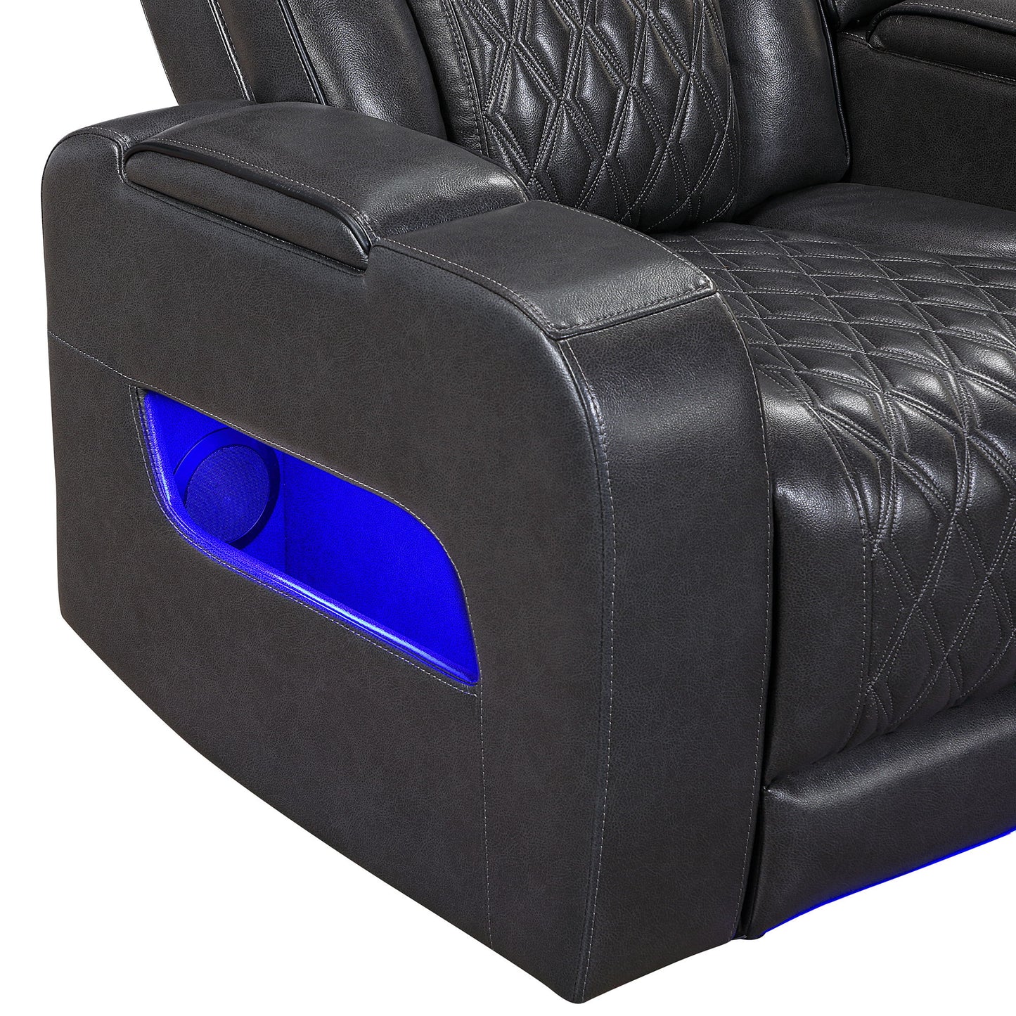 U8611 - Power Recliner With Power Headrest And LED - Charcoal