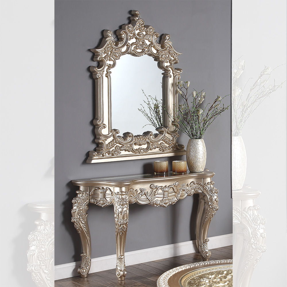 HD-328C - Console Table - Cherry With Gold Highlights