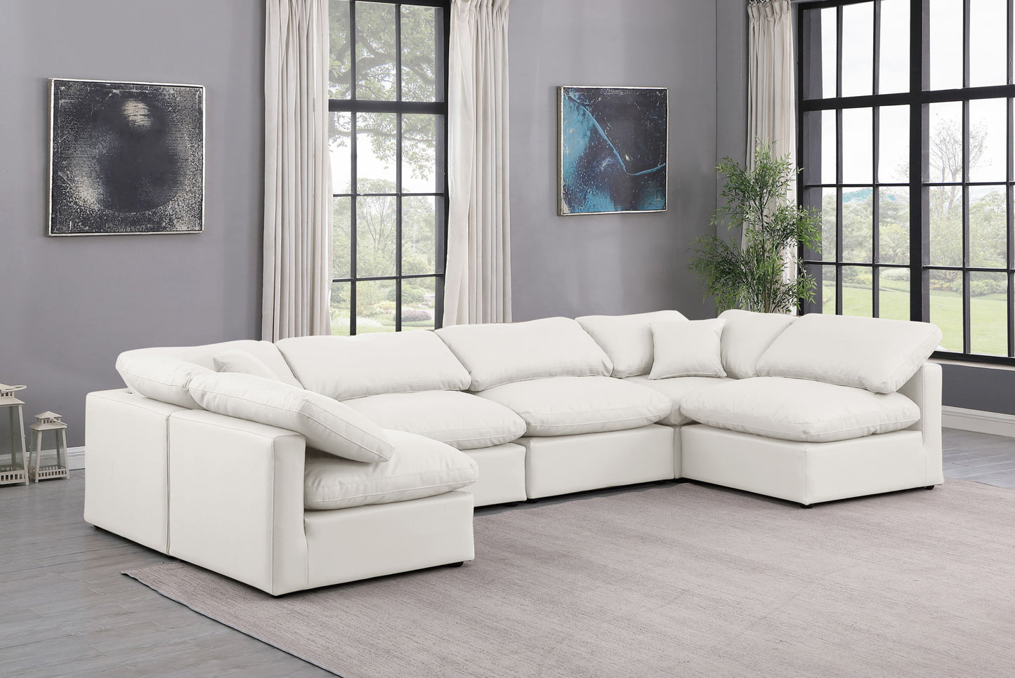 Indulge - Faux Leather 6 Piece Modular U-Shaped Sectional