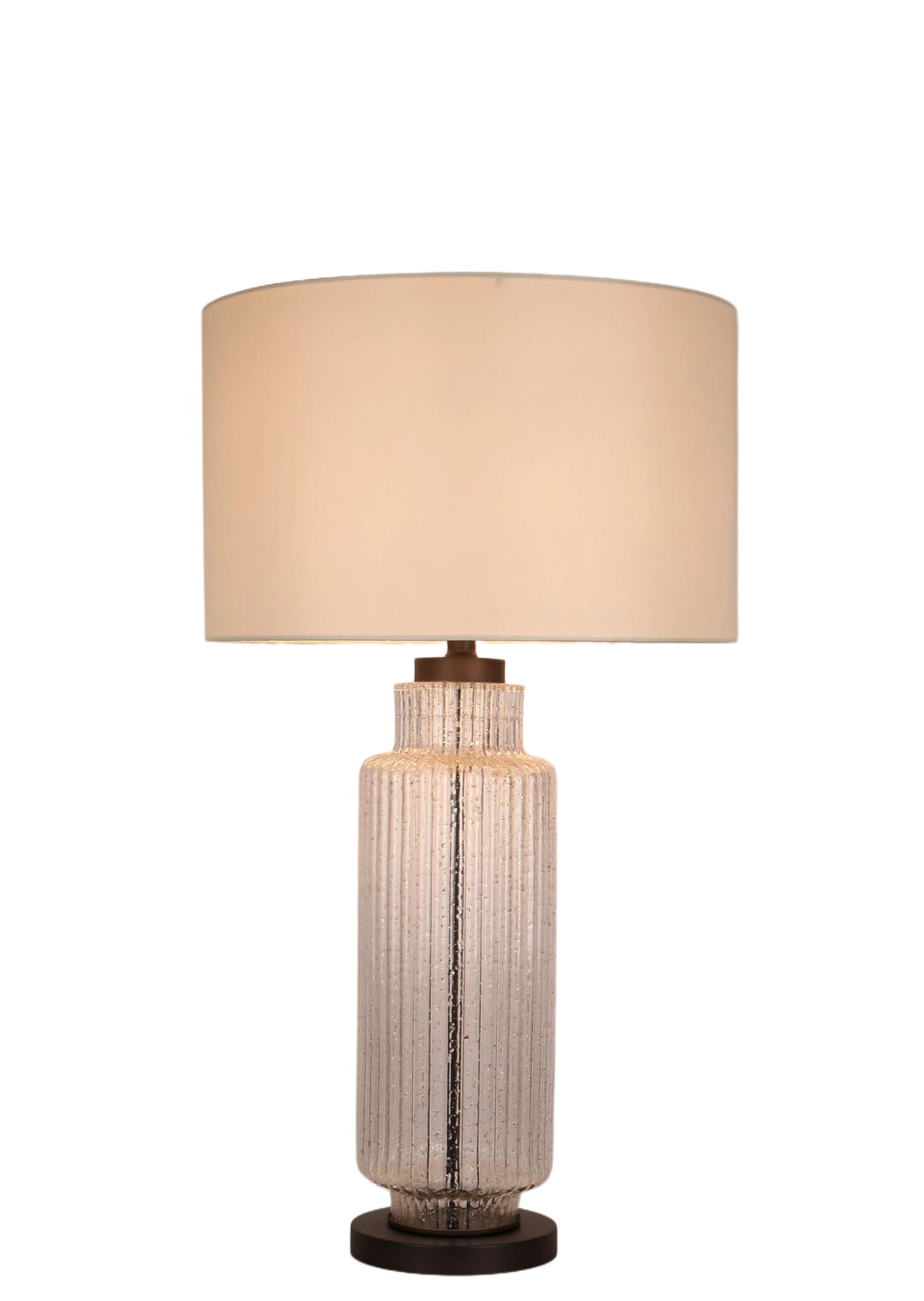 Lumina Ripple Ribbed Glass & Metal Table Lamp (Set of 2) - Clear Glass With Gold Flecks / Oil Bronze