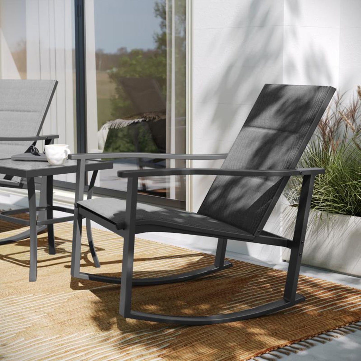 Flash Furniture - 3 Piece Rockers And Table Set - Black