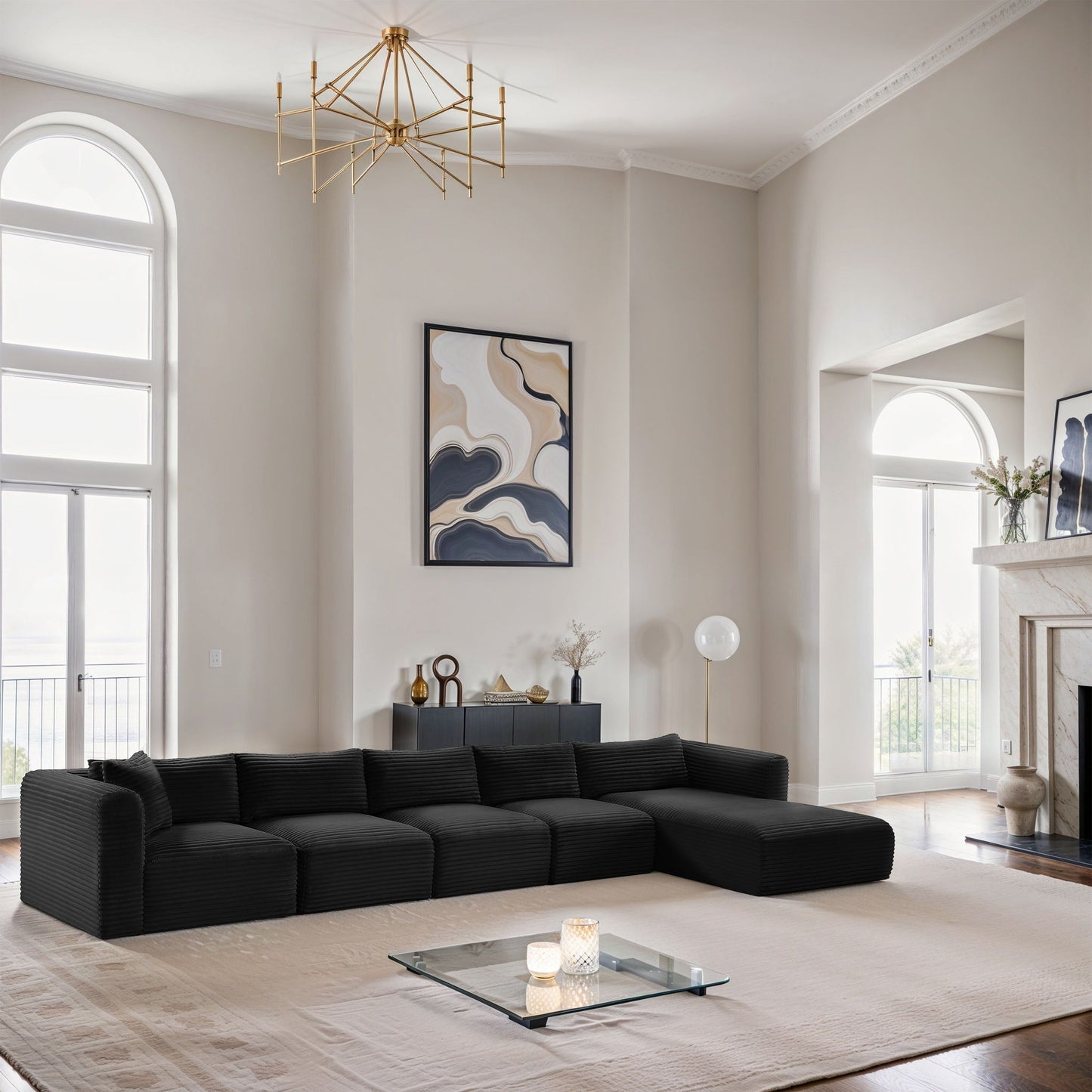 Shaggy - 5 Piece Modular Sectional With Chaise