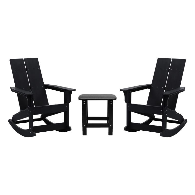 Flash Furniture - All Weather Rocking Adirondack Chairs (Set of 2) - Black