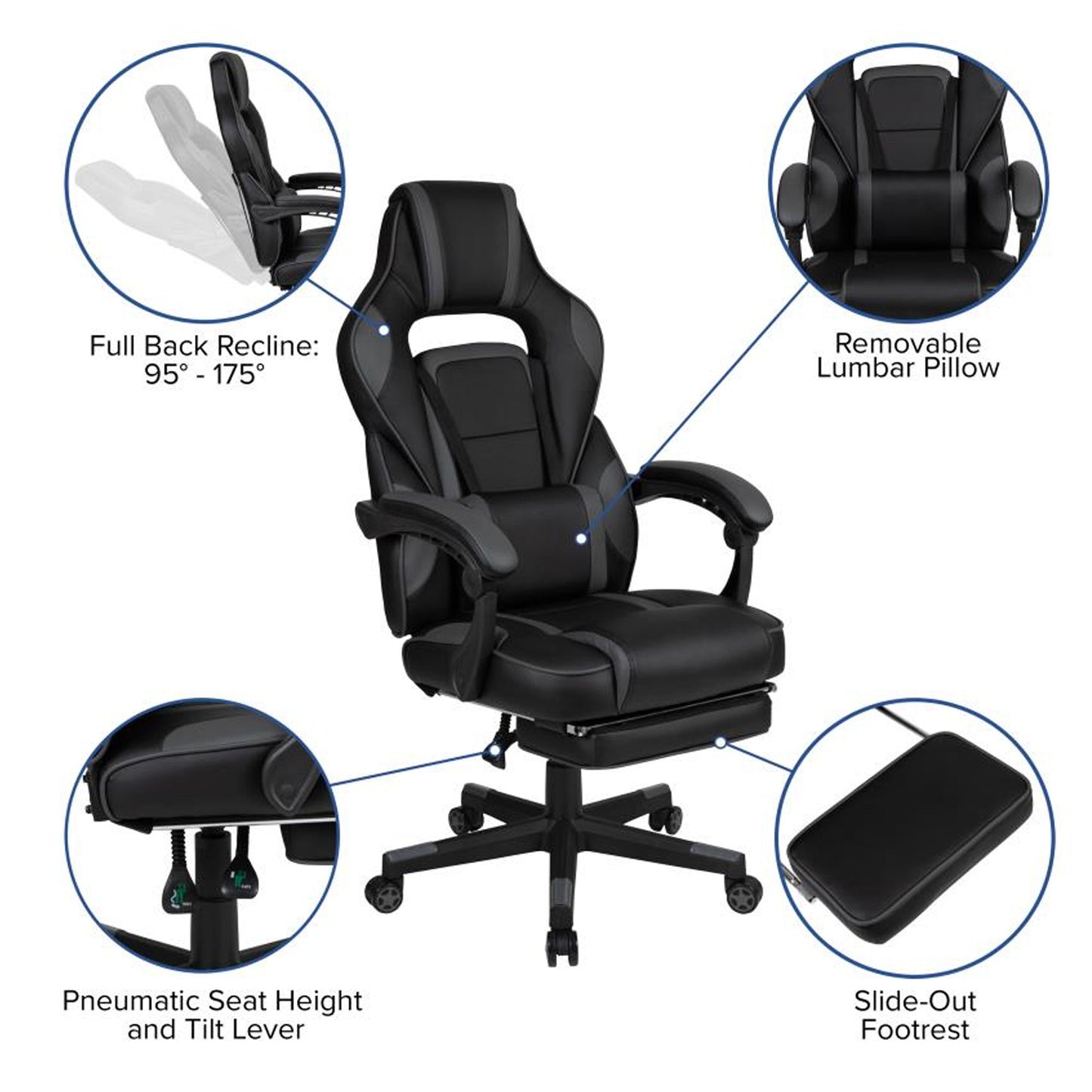 Flash Furniture - Gaming Chair & Desk Combo - Gray