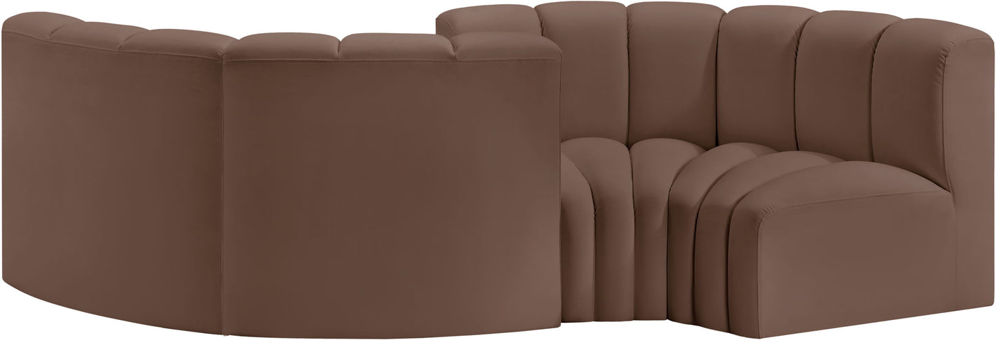 Arc - Faux Leather 4 Piece Curved Modular Sofa