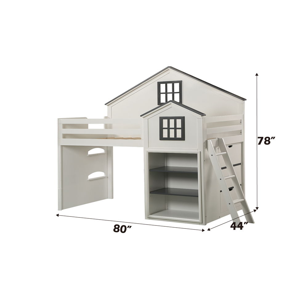 Ratana - Loft Bed - Gray & White