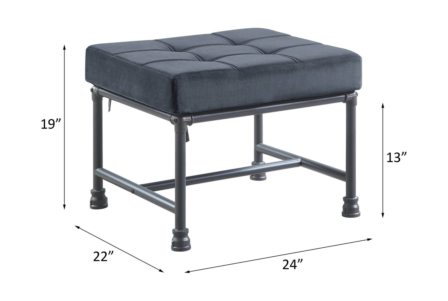 Brantley - Ottoman - Gray Velvet & Sandy Gray
