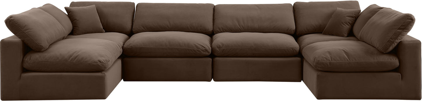 Comfy - 6 Piece Velvet Modular Armless Sectional