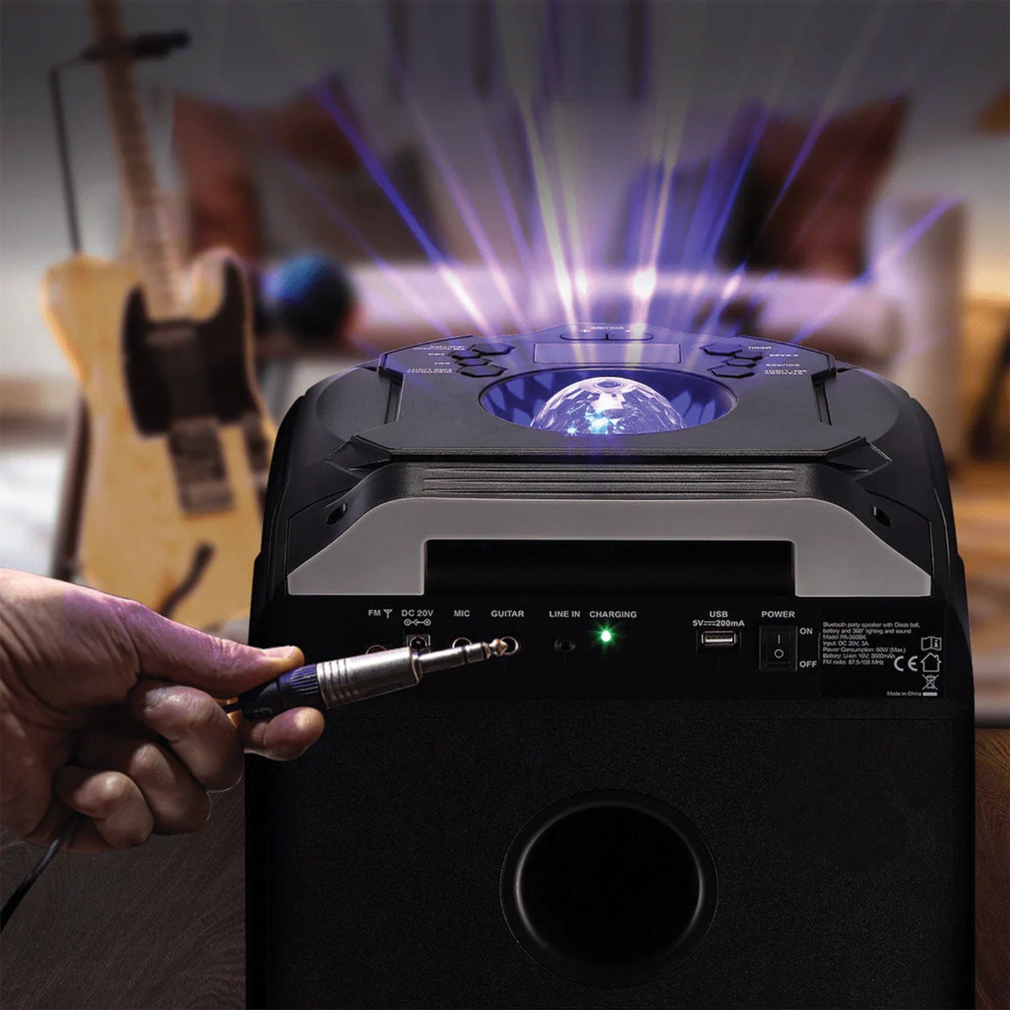 Gemini - Party Light Tower, Bluetooth Speaker, Dual 8" Woofer - Black