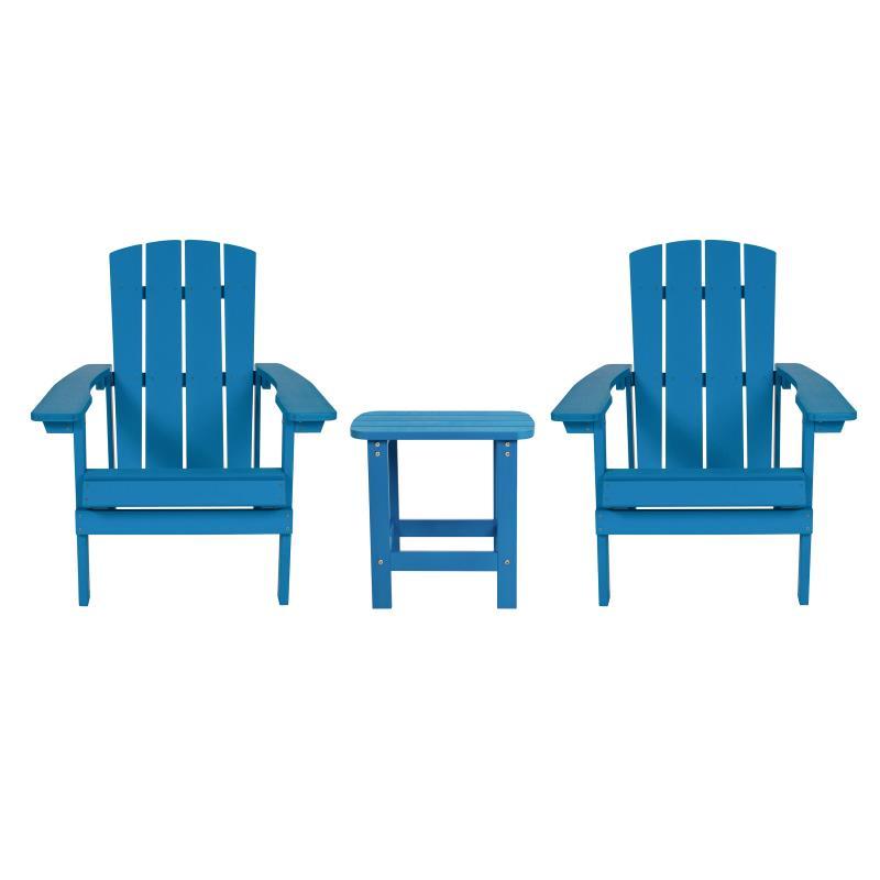 Flash Furniture - Adirondack Chairs With Side Table - Blue