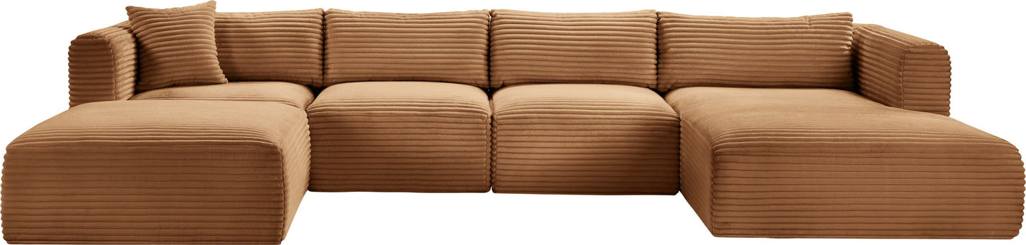 Shaggy - Fabric 5 Piece Modular Sectional With Chaise And Ottoman